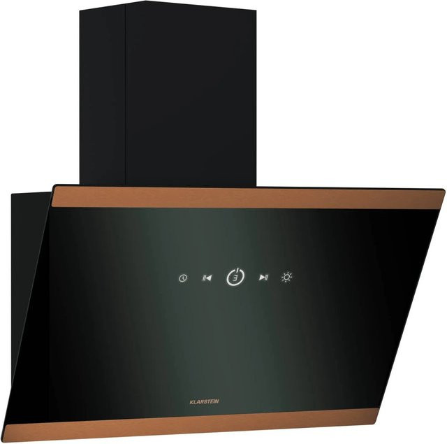 Klarstein FlashLine 60 Dunstabzugshaube in Schwarz mit Glas und Metall, A++, 524 m³/h, Abluft oder Umluft mit Aktivkohlefilter, Wandmontage, Breite: 60,0 cm - Bild 1