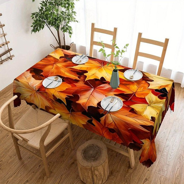 Wasserdichte Tischdecke mit Ahornblatt-Design von JINGYUE Pet, rechteckig, Mehrfarbig, B: 100 cm, L: 160 cm - Bild 1
