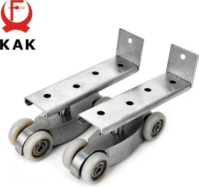 KAK 2er Set Edelstahl Schiebetür-Rollenrad mit Kugellager für Scheunentüren in Silber, Tragkraft 80 kg - Bild 1