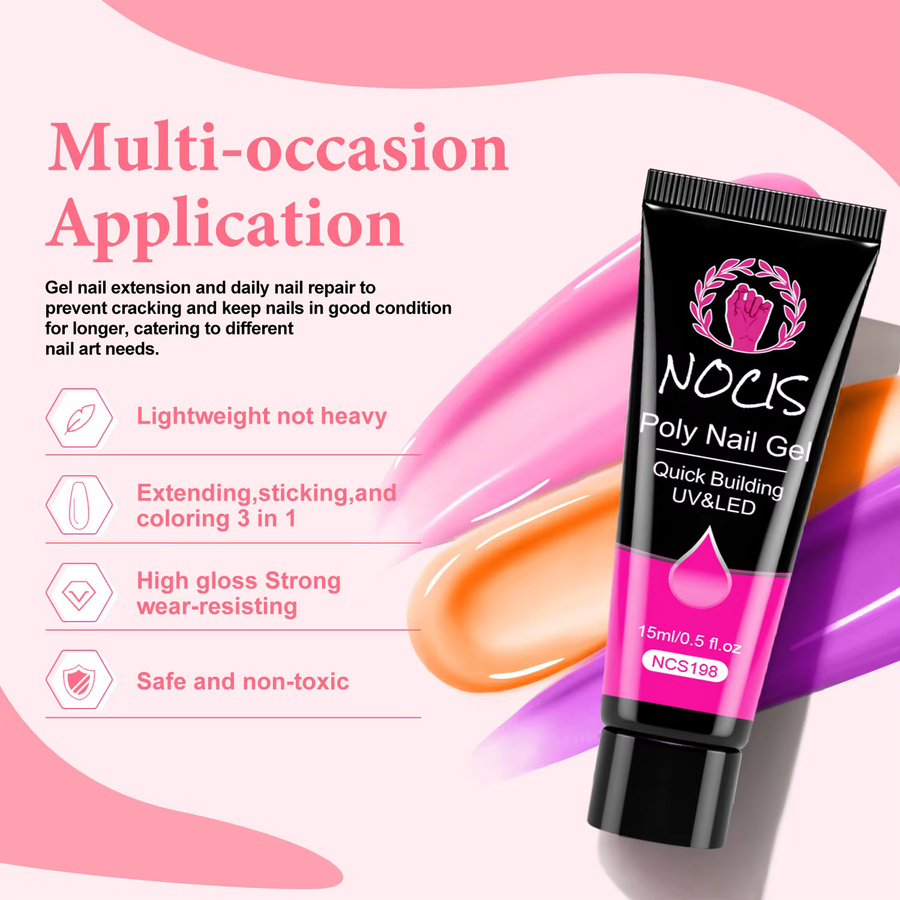 NOCIS Poly Gel Nagel-Kit Starter, 5 Farben, Glänzend, Damen - Bild 2