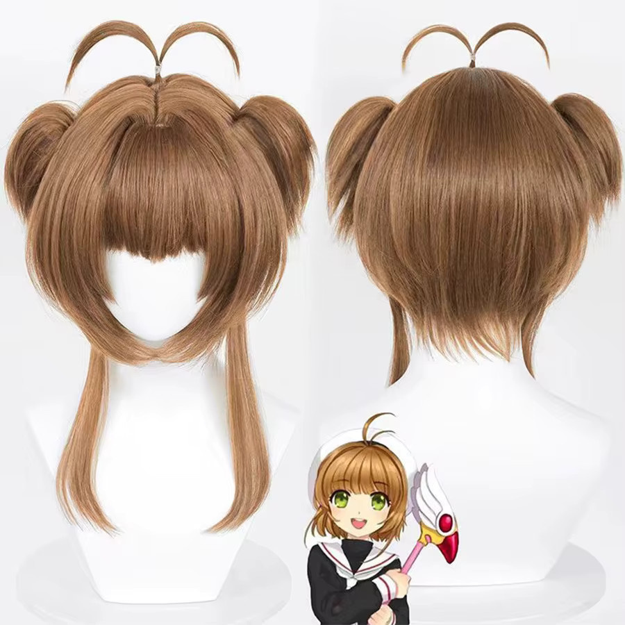 allaosify Sakura Kinomoto Cosplay Perücke, synthetisch, Damen - Bild 3