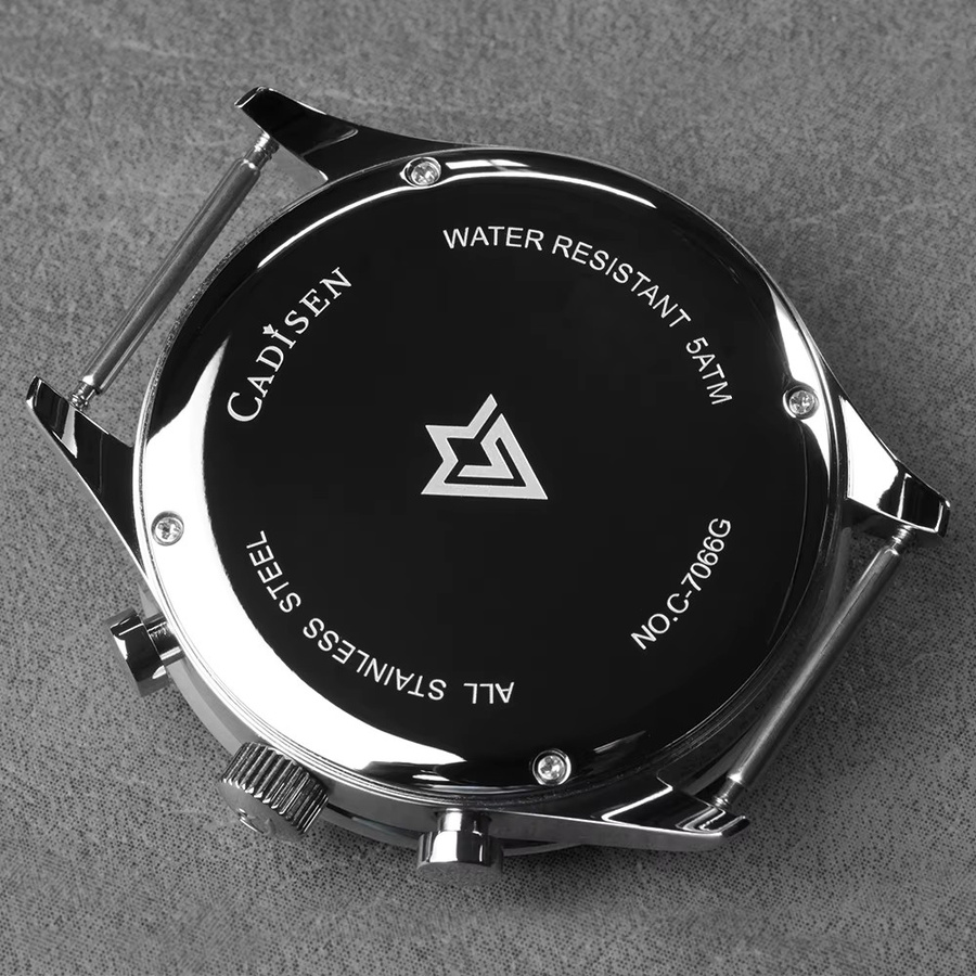 CADISEN Armbanduhr Chronograph, Quarz, Edelstahl, Textil/NATO, Schwarz, Herren - Bild 2