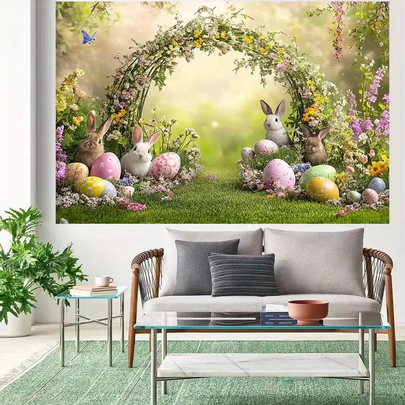 VIKAMA Oster-Wald Frühlingsfeier Banner Wanddekoration mit buntem Cartoon-Design - Bild 2