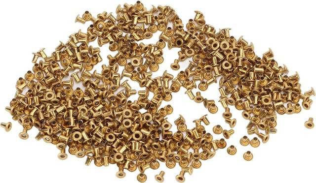 Wosawe Hohlnieten aus Messing mit abgerundeten Kanten in Beige, 500 Stück, B/T/H: 1,5 x 3 x 3 mm - Bild 1