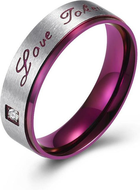 YIRAN Jewelry Partnerring Titanstahl, Lila, Unisex, Ringgröße 12 - Bild 1