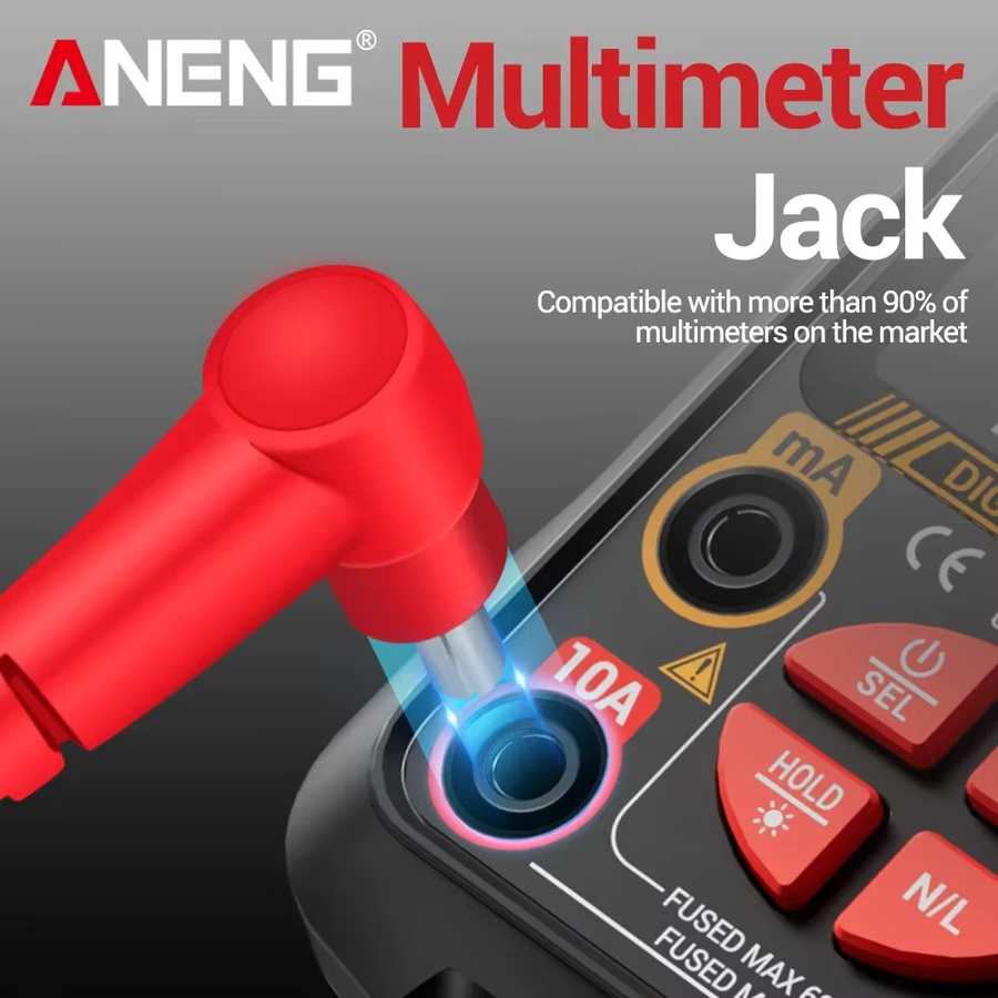 ANENG Universelles Multimeter-Ersatz-Testkabel mit Edelstahl-Nadelsonden, 10A 1000V, Farbe: Rot, Länge: 83 cm - Bild 2