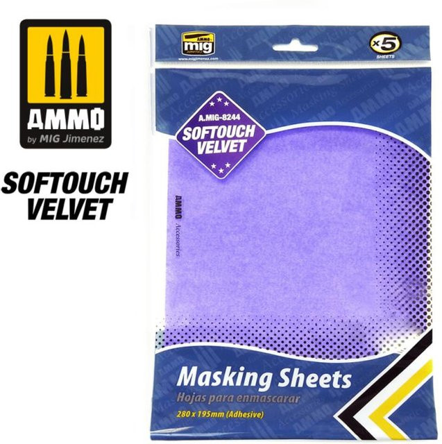 AMMO by MIG Jimenez Softouch Velvet Masking Sheets, Lila, 5-teiliges Set - Bild 1