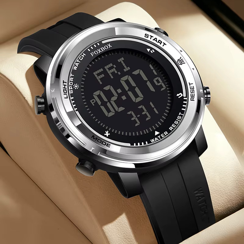 FOXBOX Digitaluhr, Chronograph, Silikon, Schwarz, Herren - Bild 3