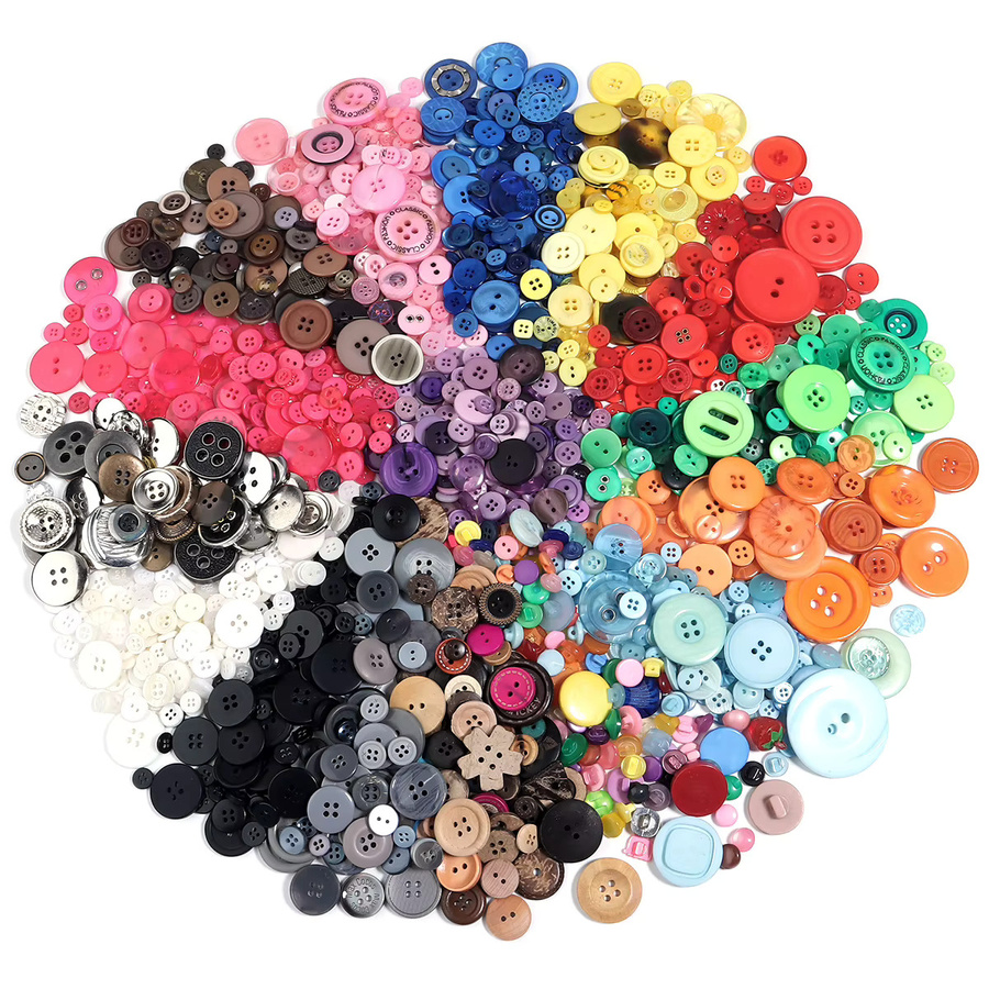 Bunte runde Harz-Knöpfe im Mix für DIY-Projekte und zum Nähen, 50 g - Bild 2