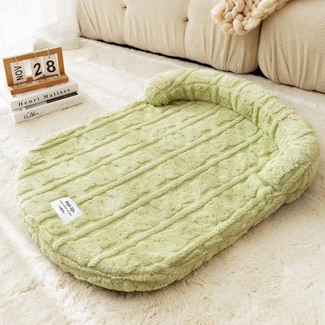 Var Vogue Hundebett aus Mikrofaser mit abnehmbarem und waschbarem Bezug, Sofakissen für kleine bis mittelgroße Hunde und Katzen, Beige - Bild 1