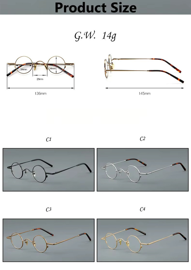 TFTB Korrektionsbrille, Rund, Titanlegierung, Vollrand, Unisex - Bild 2