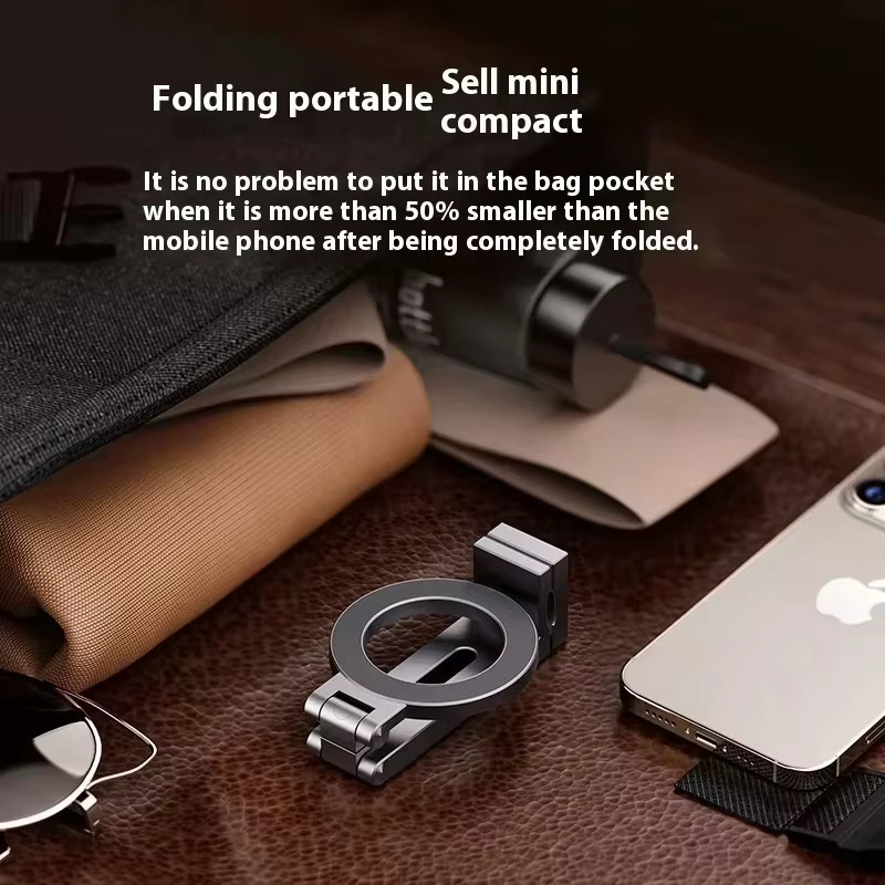 Magnetischer faltbarer Telefonstativhalter 360 Grad drehbar in Grau für iPhone und Samsung, tragbarer Handy-Ständer für Videoaufnahmen und Reisen - Bild 4