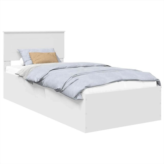 vidaXL Bettrahmen mit Kopfteil aus Holzwerkstoff in Weiß, B/T/H: 90 x 190 cm - Bild 1