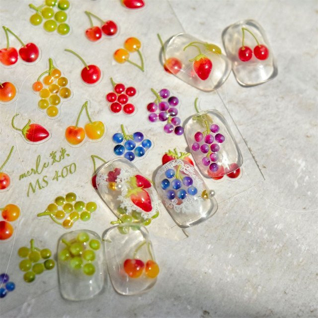 Rhstoe Nail Art Aufkleber, Frucht Serie, Traube Kirsche, Selbstklebend - Bild 1