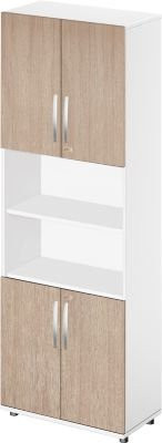Schäfer Shop Select Kombischrank LOGIN mit Türen und Regal, Weiß/Eiche, B: 80 cm, T: 42 cm, H: 224 cm - Bild 1