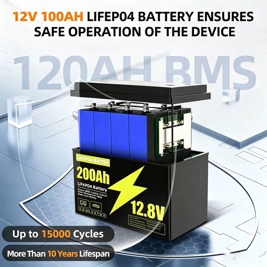 Avtark 12V LiFePO4 Batterie GP24 200Ah mit Echtzeit-Überwachung für Heimspeicher, Wohnmobile, Boote und Trolling-Motoren - Bild 2