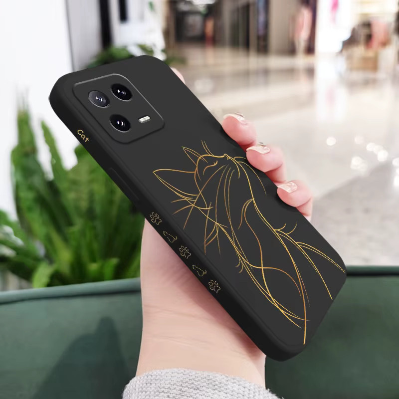 Stolze Katze Handyhülle aus Flüssigsilikon für Xiaomi Mi 15 15T 14 14T 13 13T 12 12X 12T 12S 11 11T 10 10T 9 9T Pro Lite in Grün und Schwarz - Bild 2
