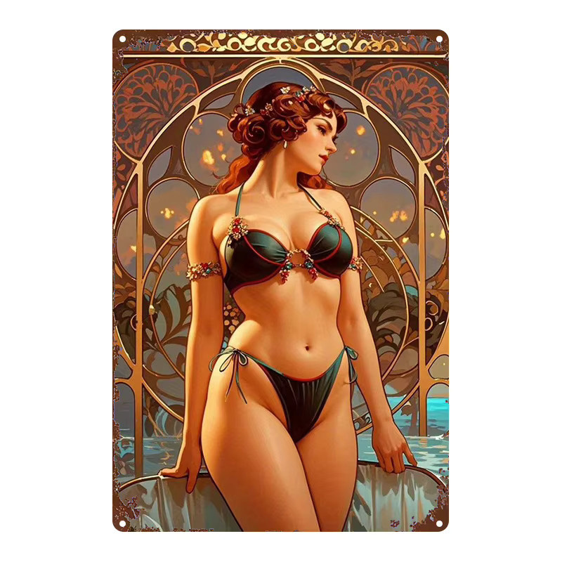 Retro Metallschild Hello Young als abstrakte Wanddekoration, Mehrfarbig, B: 20,32 cm x H: 30,48 cm - Bild 2