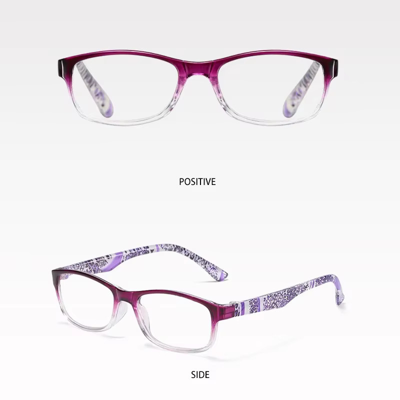 MDOD Lesebrille Damen, Vollrand, rechteckig, Kunststoff, lila - Bild 2