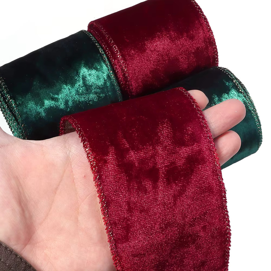 Einseitiges Samtband für DIY-Dekorationen in Rot und Grün, Breite: 6,3 cm, Länge: 3 Yards - Bild 5