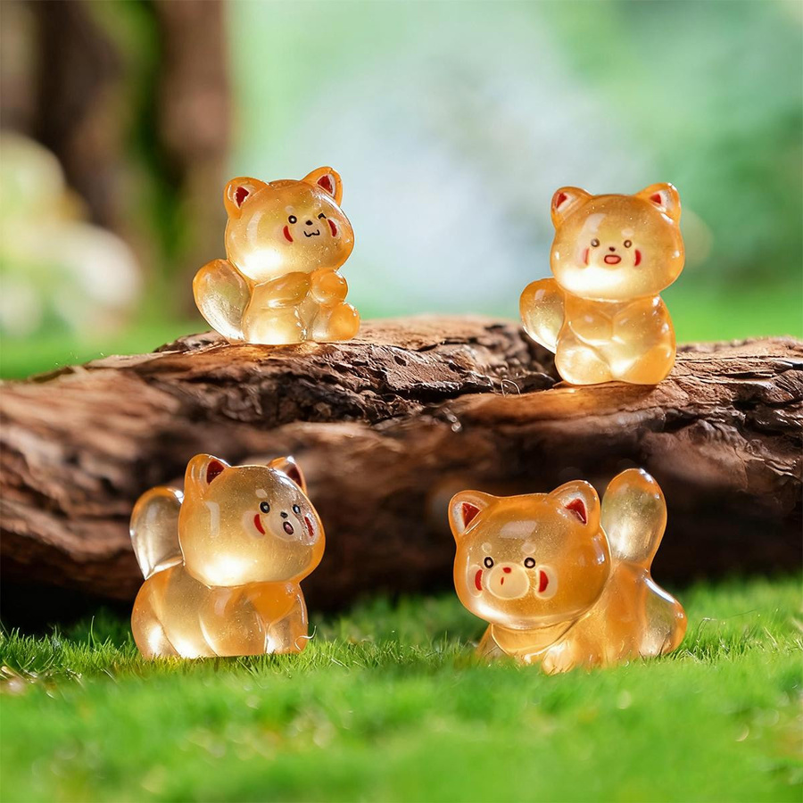 Leuchtende Waschbär-Figuren von Yiran toy in Multicolour zur Dekoration für Feengärten und Anlässe wie Weihnachten oder Geburtstage - Bild 2