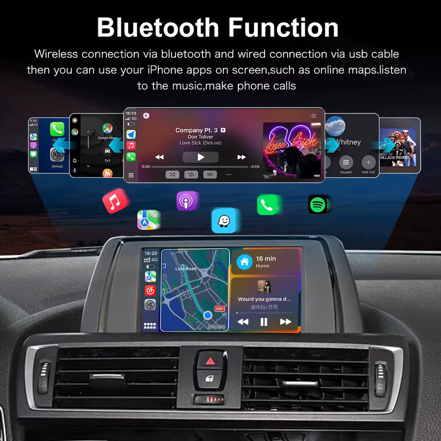 AUTOABC Kabellose CarPlay und Android Auto Schnittstelle mit Airplay und Mirror Link sowie GPS für BMW NBT EVO 1 2 3 4 5 6 7 Serie in Schwarz - Bild 2