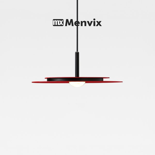 Menvix Moderne UFO Pendelleuchte in Rot aus Metall für Wohnzimmer und Esszimmer - Bild 1