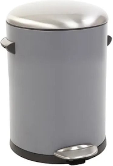 PROREGAL Retro Treteimer Grau mit markanten Griffen und Kugelkappe, Volumen: 3 Liter, Höhe: 26,2 cm, Durchmesser: 16,7 cm - Bild 1