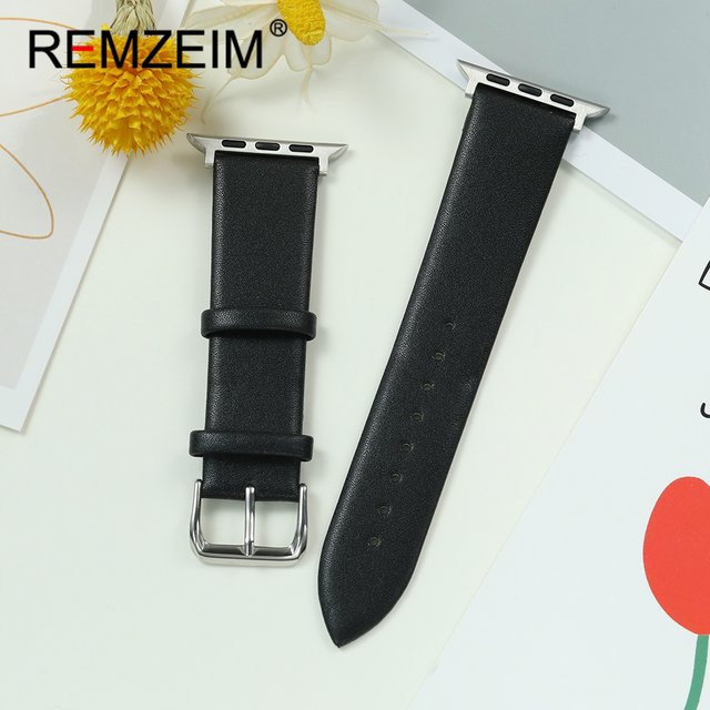 REMZEIM Uhrenarmband PU-Leder, Schwarz, Unisex - Bild 1
