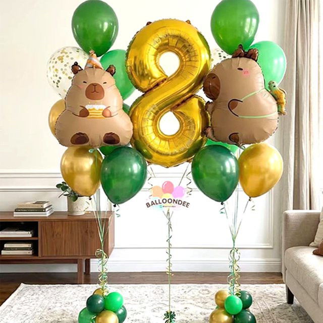 Potdemiel Kawaii Capybara Geburtstagsballons für Kinder als Dschungeltier-Party-Deko in Mehrfarbig - Bild 1