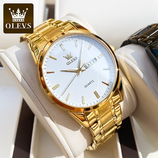 Olevs Armbanduhr Edelstahl, Gold, Analoguhr, Herren - Bild 1