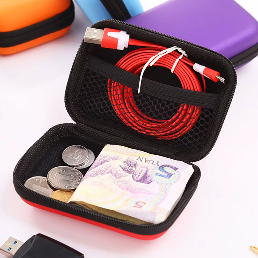 Tragbare Kopfhörertasche und Organizer für Kopfhörer, Ohrhörer, Speicherkarten und USB-Kabel in Lila, B/T/H: 11 x 8 x 4 cm - Bild 6