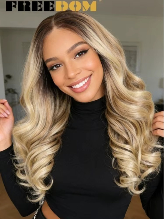 FREEDOM Lace-Front-Perücke, Ombre Braun-Blond, Damen, 20 Zoll - Bild 5