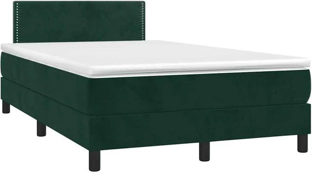 vidaXL Boxspringbett mit Matratze in Dunkelgrün und Weiß, Hybrid-Design mit Taschenfederkern und Samtbezug, B/T: 120 x 200 cm - Bild 1