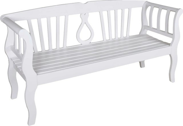 DELUKE Gartenbank KAUNAS aus Eukalyptus in Weißgrau, wetterfeste Outdoor-Terrassenbank mit Armlehnen, Breite: 175 cm - Bild 1