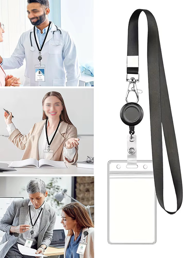 ZYF PVC Kartenhalter mit erweiterbarem Hängeseil, transparent, vertikale und horizontale Nutzung - Bild 7