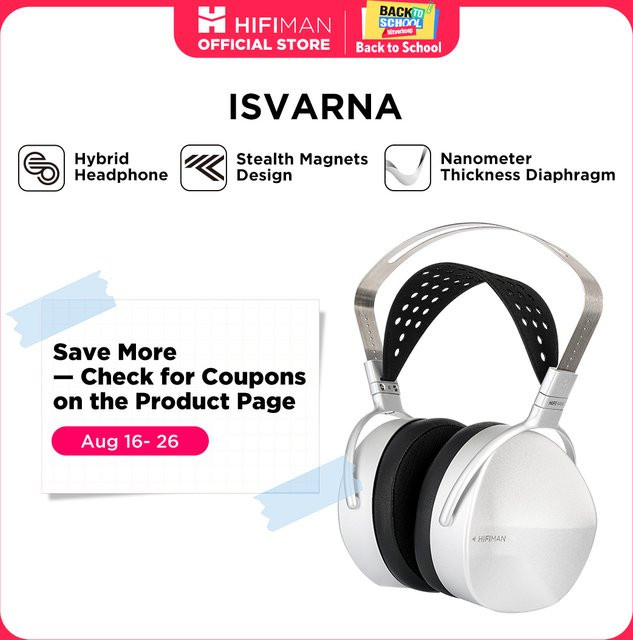 HIFIMAN ISVARNA Hybrid-Kopfhörer mit Planar-Magnet- und dynamischer Technologie in Weiß und Silber - Bild 1