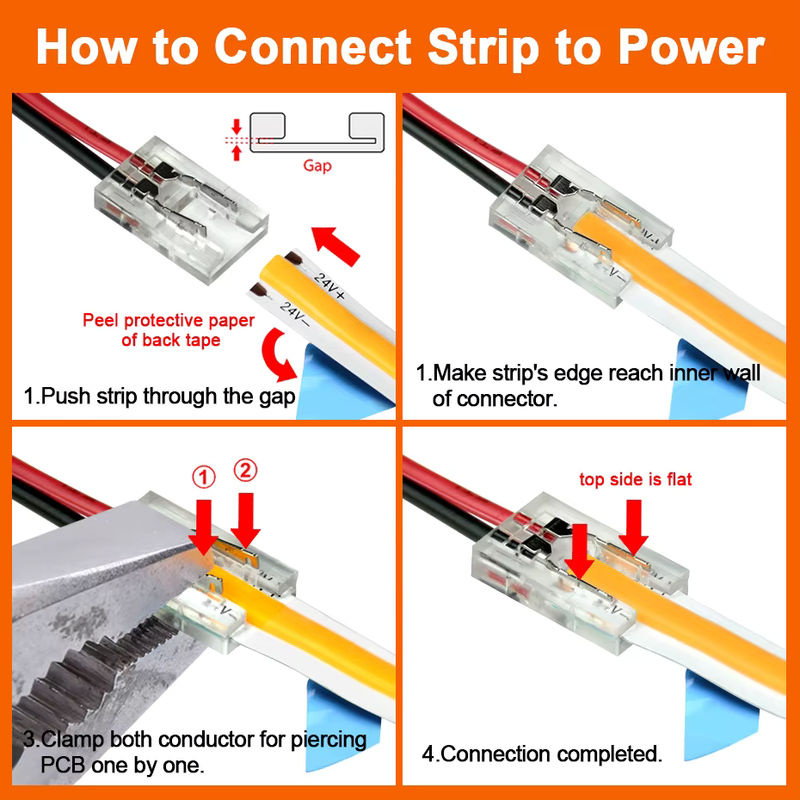 Asign 5 Stück COB-LED-Streifen-Eckverbinder L-förmig mit festen Klemmen für 5 mm, 8 mm und 10 mm Breite (2-polig, 3-polig, 4-polig) - Bild 4