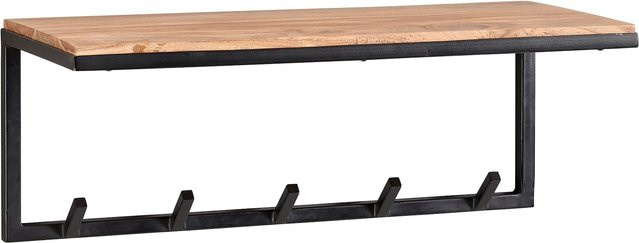 FineBuy Wandgarderobe aus Holz und Metall mit Ablage und Hakenleiste, Breite: 70 cm, Tiefe: 30 cm, Höhe: 27 cm - Bild 1