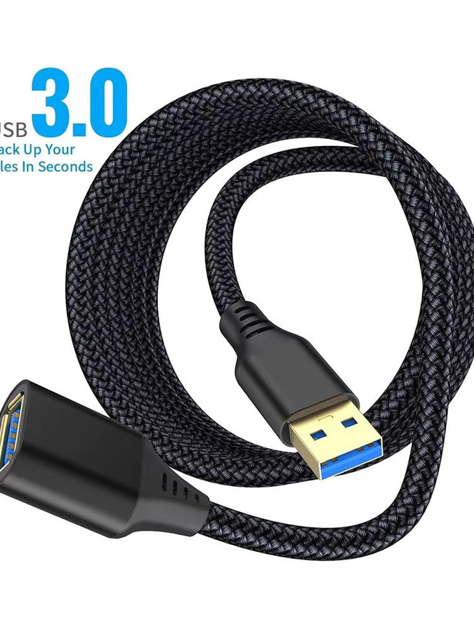 KAFNHCKA USB 3.0 Verlängerungskabel Buchse auf Stecker Hochgeschwindigkeits-Datenkabel in Schwarz und Grau - Bild 5