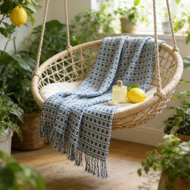 Inyahome Strickdecke im Vintage-Design mit Quasten, Blau oder Pink, B/B/H: 172 x 127 cm - Bild 1