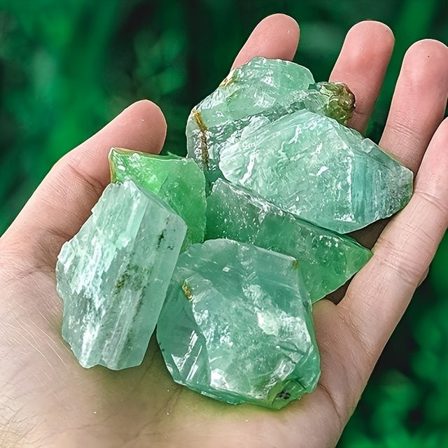 Natürlicher grüner Fluorit-Kristallstein als rohes Mineral für die Schmuckherstellung - Bild 1