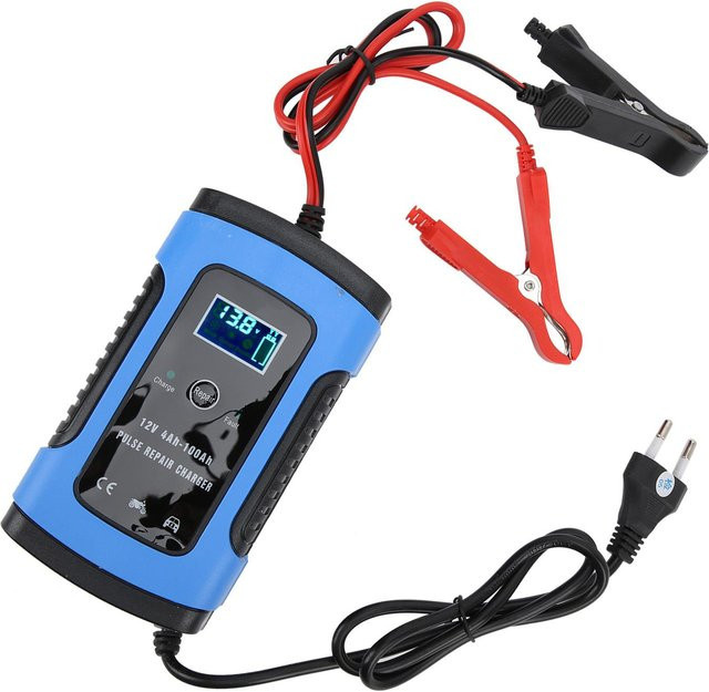 Koogeelife Intelligentes Motorrad-Batterieladegerät 12V 6A mit Digitalanzeige in Blau - Bild 1