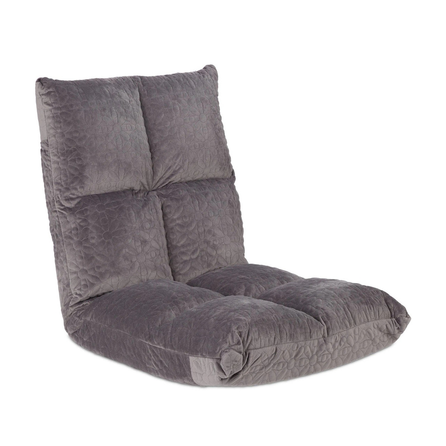 Relaxdays Bodenstuhl aus Polyester in Grau mit Blumenmuster, 6-fach verstellbar, B/T/H: 58 x 50 x 55 cm - Bild 2