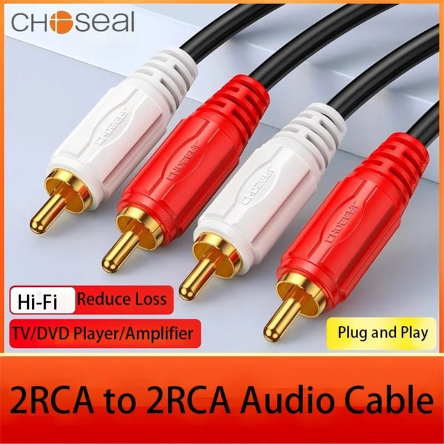 CHOSEAL Stereo RCA-Audiokabel 2RCA auf 2RCA, vergoldet, Schwarz - Bild 1