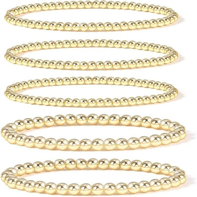 Perlenarmband, 14K Goldplattiert, Damen, 17cm - Bild 1
