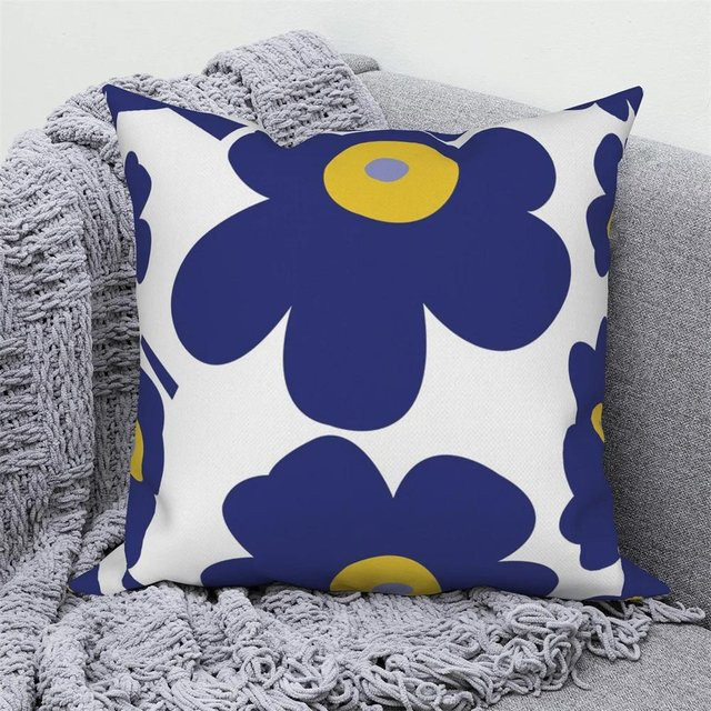 Dekorativer Kissenbezug mit geometrischem Muster und kurzem Plüschdruck für dein Sofa, B/T/H: 18 x 18 x 18 cm - Bild 1