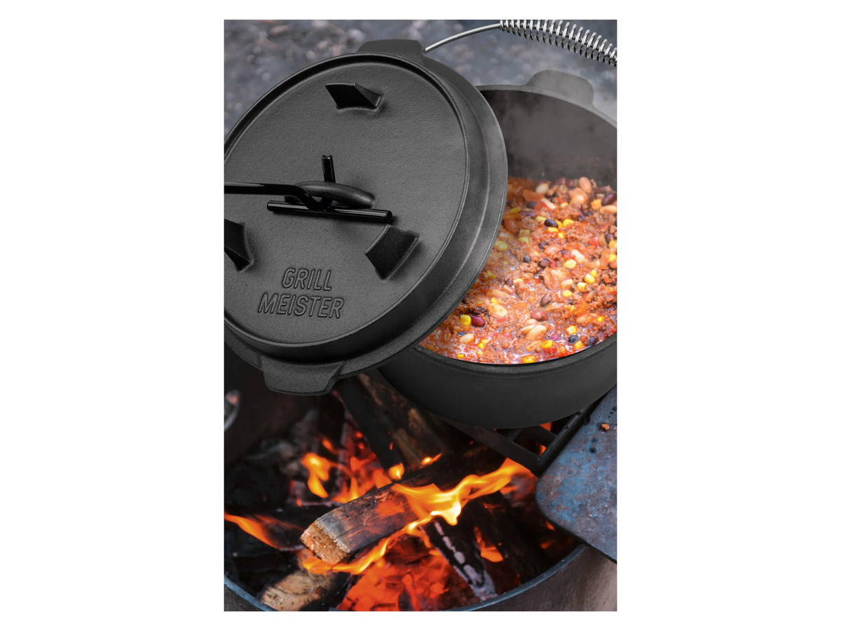 GRILLMEISTER Dutch Oven Set aus Gusseisen in Schwarz mit 5,52 l Volumen - Bild 3
