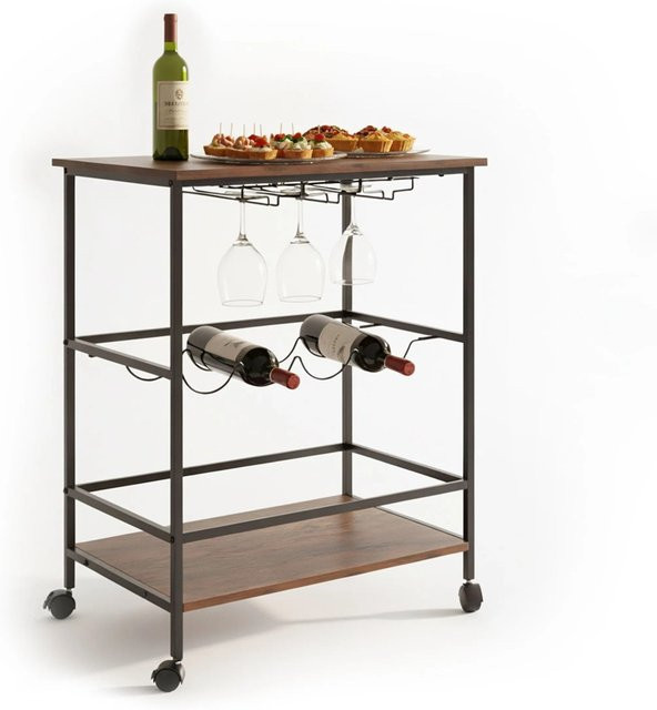 Relaxdays Servierwagen aus Eisen in Schwarz mit Rollen und Bremsen, B/T/H: 82 x 60 x 45 cm - Bild 1