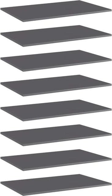 vidaXL Bücherregal-Bretter Set 8 Stück in Grau Hochglanz, B: 80 cm, T: 50 cm, H: 1,5 cm - Bild 1